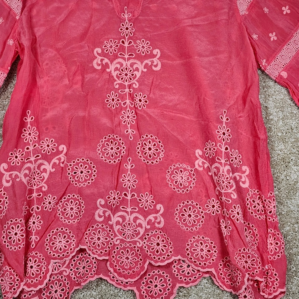 Johnny Was Pink Embroidered Bandana Tunic - Picture 3 of 12